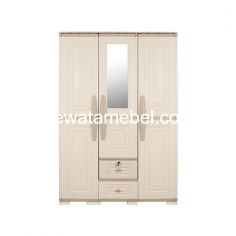 Plastic Wardrobe 3 Door + Mirror - Olymplast OTC 3PL ST2 MODERN / Cream